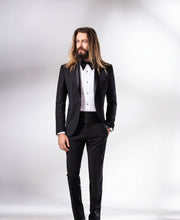Laden Sie das Bild in den Galerie-Viewer, Smoking Schalkragen in Schwarz